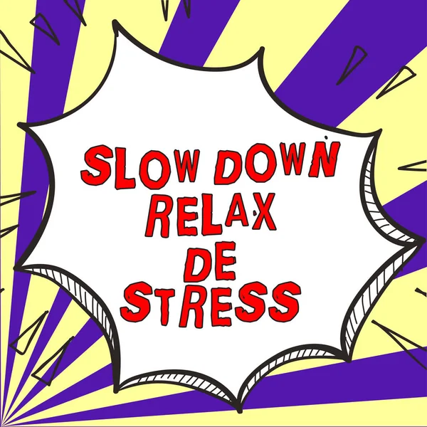 Inspiración Mostrando Signo Disminución Velocidad Relax Stress Idea Negocio Tener — Foto de Stock