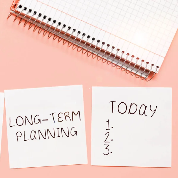 Writing Displaying Text Long Term Planning Business Idea Establish Expected — Stock Photo, Image