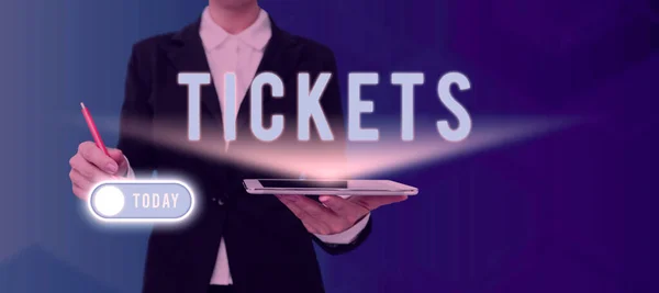 Inspiration Showing Sign Tickets Business Showcase Small Paper Bought Provide — Stock Photo, Image