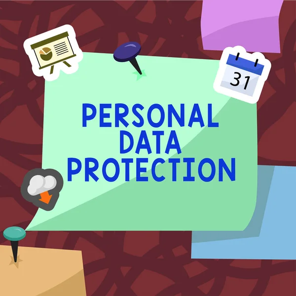 Text Bildtext Som Presenterar Personuppgiftsskydd Begreppet Betyder Att Skydda Och — Stockfoto