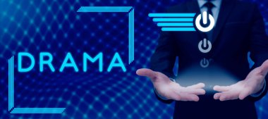 Drama, İnternet Konsepti, durum veya kuvvetlerin ilginç veya yoğun çatışmasını içeren olaylar dizisini gösteren metin başlığı