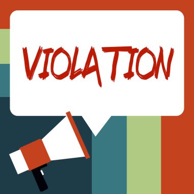 Metin işareti: İhlal, Kavramsal fotoğraf, yerleşik kural ve yasaların ihlali.