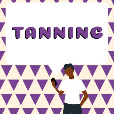 El yazısı işareti, bronzlaşma, iş fikri güneşe maruz kaldıktan sonra deri dokularının doğal olarak kararması.