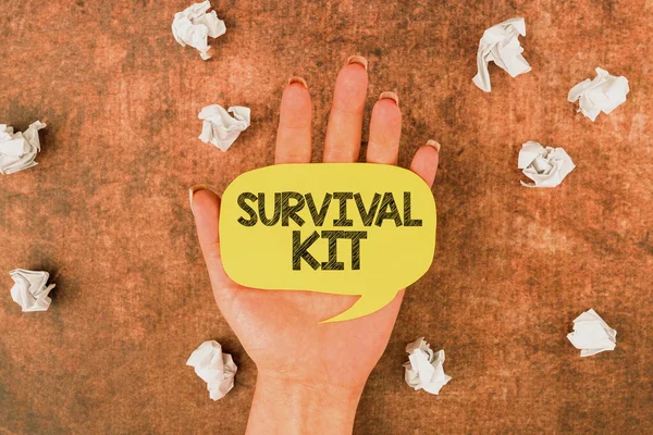 Conceptual display Survival Kit, Conceptual photo Emergency Equipment Collection of items to help someone