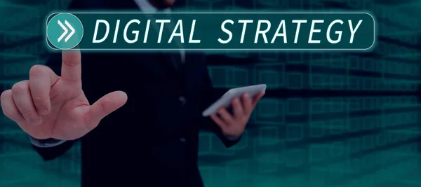 Assinar Exibindo Estratégia Digital Conceito Plano Significado Para Maximizar Benefícios — Fotografia de Stock