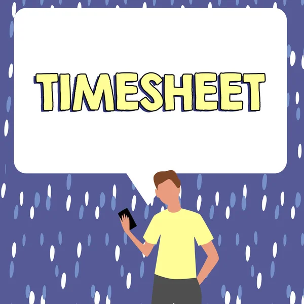 Placa Exibindo Timesheet Internet Concept Representação Gráfica Período Tempo Que — Fotografia de Stock