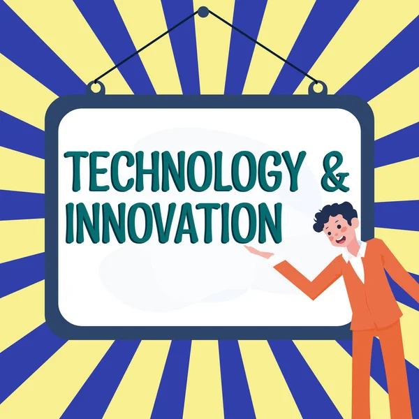 Textschild Mit Technologischer Innovation Geschäftsbeispiel Anwendung Besserer Lösungen Für Neue — Stockfoto