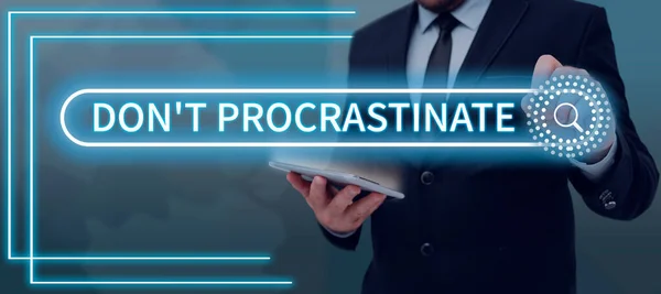 Inspiration Die Zeichen Zeigt Dont Procrastinate Word Vermeiden Sie Etwas — Stockfoto