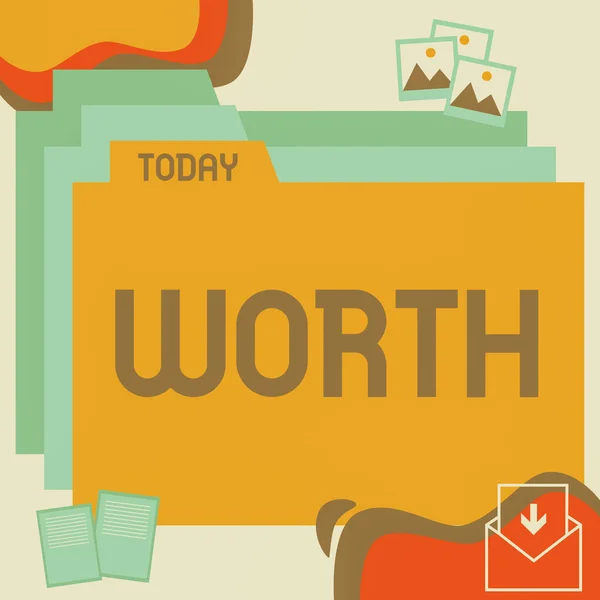 Legenda Conceitual Worth Business Idea Equivalent Value Sum Item Specified — Fotografia de Stock