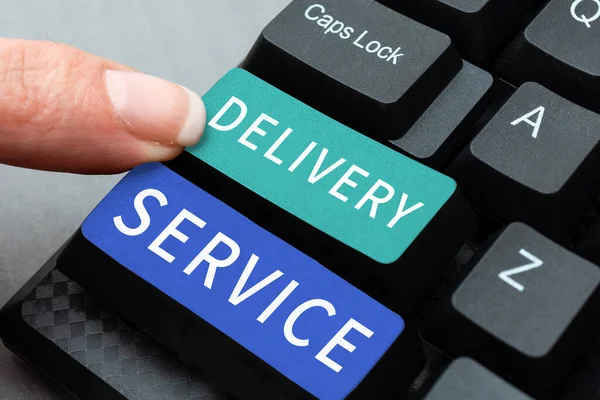 Conceptuele Bijschrift Delivery Service Conceptuele Foto Handeling Van Het Leveren — Stockfoto