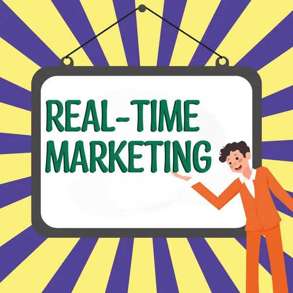 Inspiration Showing Sign Real Time Marketing Ιnternet Concept Δημιουργία Στρατηγικής — Φωτογραφία Αρχείου