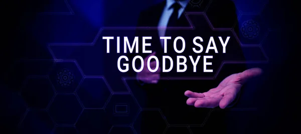 Tekst Bijschrift Presenteren Tijd Afscheid Nemen Business Showcase Bidding Farewell — Stockfoto