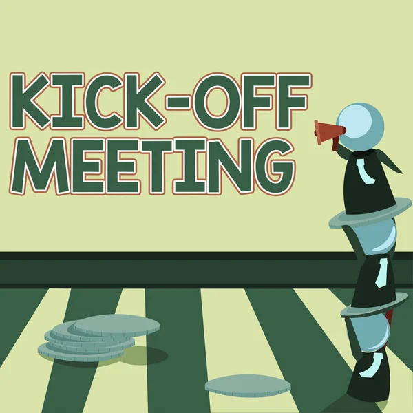 Texto Que Mostra Inspiração Kick Meeting Conceito Negócio Primeiro Encontro — Fotografia de Stock