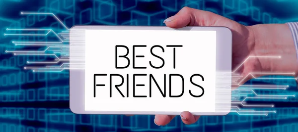 Σήμα Κειμένου Που Δείχνει Best Friends Business Concept Ένα Πρόσωπο — Φωτογραφία Αρχείου