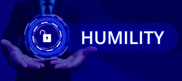 Inspiração Mostrando Sinal Humildade Palavra Escrito Ser Humilde Uma Virtude — Fotografia de Stock
