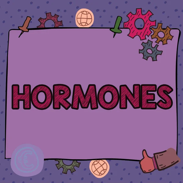 Leyenda Conceptual Hormonas Palabra Escrito Sustancia Reguladora Producida Fluidos Tejido — Foto de Stock