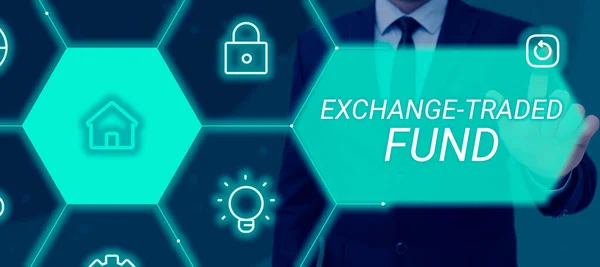Textzeichen Mit Exchange Traded Fund Geschäftsidee Markttaugliche Wertpapiere Die Einen — Stockfoto