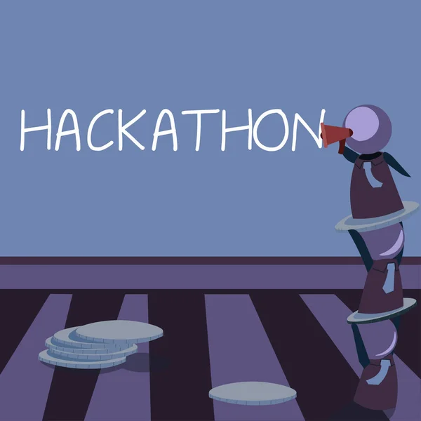 概念展示Hackathon 指的是大量人员参与编程的事件 — 图库照片