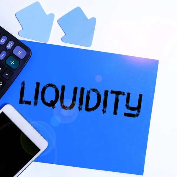 Signe Texte Indiquant Liquidité Aperçu Entreprise Encaisse Soldes Bancaires Liquidité — Photo
