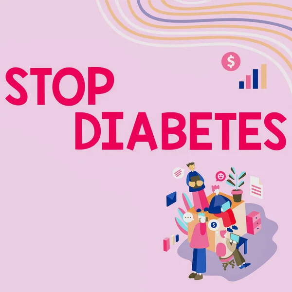 Sinal Escrita Mão Stop Diabetes Foto Conceitual Nível Açúcar Sangue — Fotografia de Stock
