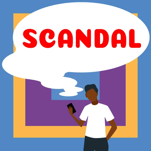 Text Bildtext Som Presenterar Scandal Word Skrivet Handling Eller Händelse — Stockfoto