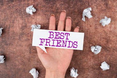 Metin başlığı En İyi Arkadaş, İş Konseptini sunar. Diğer insanlardan daha çok değer verdiğin bir kişi. Sonsuza dek arkadaş.