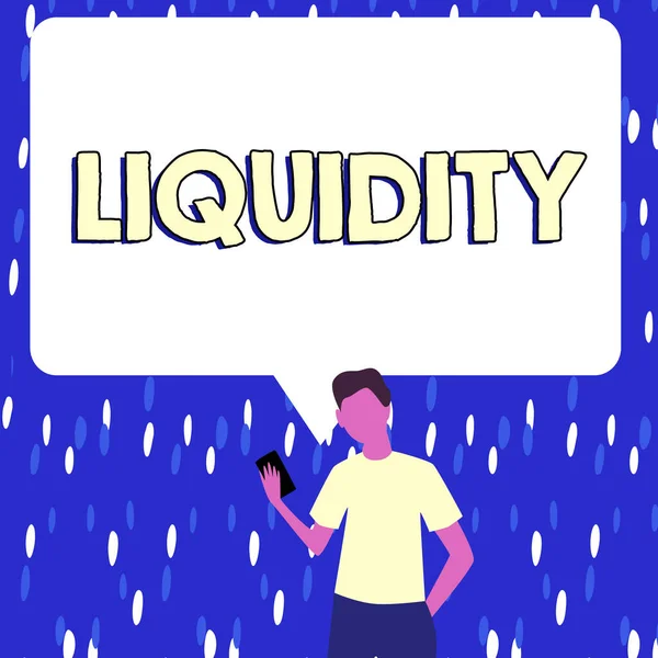 Signe Affichant Liquidité Étalage Affaires Encaisse Soldes Bancaires Liquidité Marché — Photo