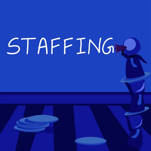 Sinal Texto Mostrando Staffing Abordagem Negócios Porcentagem Trabalhadores Que Substituiu — Fotografia de Stock