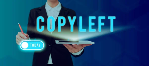 Exibição Conceitual Copyleft Business Abordam Direito Usar Livremente Modificar Copiar — Fotografia de Stock