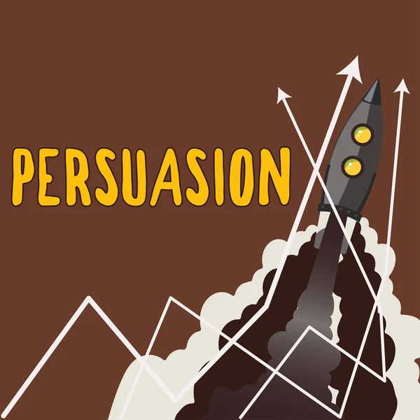 Sinal Texto Mostrando Persuasão Palavra Escrito Sobre Ação Fato Persuadir — Fotografia de Stock