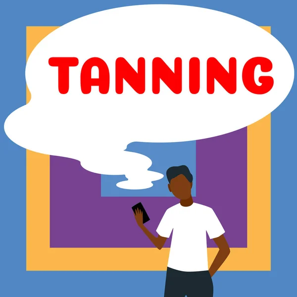 Skriva Visning Text Tanning Begreppet Innebär Naturlig Mörkfärgning Scin Vävnader — Stockfoto