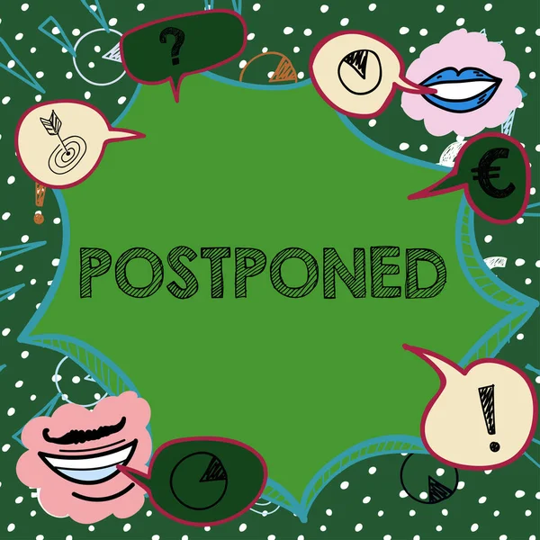 Sign Displaying Postponed Concept Meaning Place Later Order Precedence Preference — Stock Photo, Image