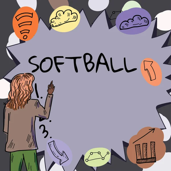 Psaní Zobrazuji Text Softball Obchodní Přehled Sport Podobný Baseballu Hrál — Stock fotografie