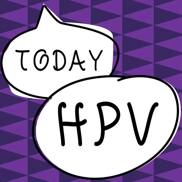 显示Hpv的标志 Hpv是一组影响皮肤和湿膜的概念性病毒 — 图库照片