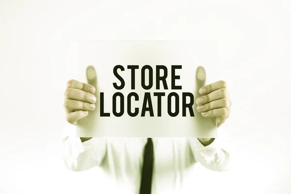 概念表示 店舗検索 住所の連絡先番号と営業時間を知るための概念写真 — ストック写真