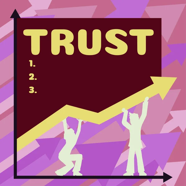 Znak Tekstowy Pokazujący Zaufanie Słowo Napisane Silnej Wierze Wiarygodność Prawdy — Zdjęcie stockowe