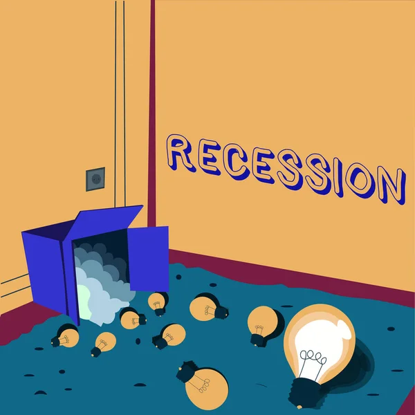 Conceptuele Weergave Recessie Begrip Betekent Het Proces Van Geleidelijke Afname — Stockfoto