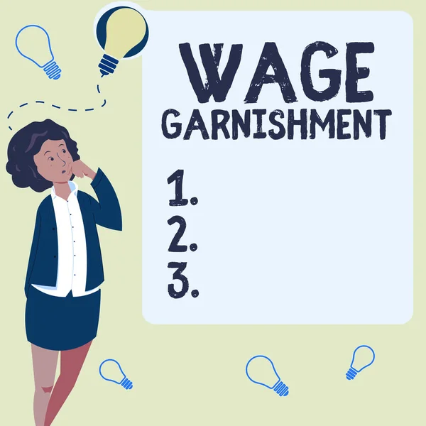Pokaz Koncepcyjny Garnishment Płacowy Podejście Biznesowe Odliczanie Pieniędzy Odszkodowania Zasądzonego — Zdjęcie stockowe