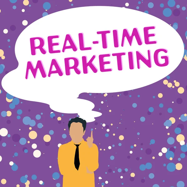 Legenda Conceitual Marketing Tempo Real Visão Geral Negócio Criando Uma — Fotografia de Stock