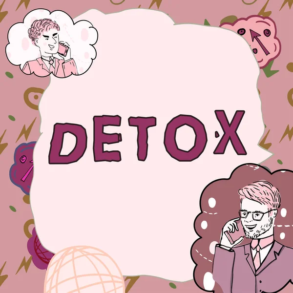 Sinal Texto Mostrando Detox Business Showcase Moment Diet Nutrition Health — Fotografia de Stock