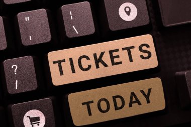 Biletleri gösteren metin işareti, servise erişim sağlamak veya göstermek için satın alınan küçük kağıda yazılmış sözcük