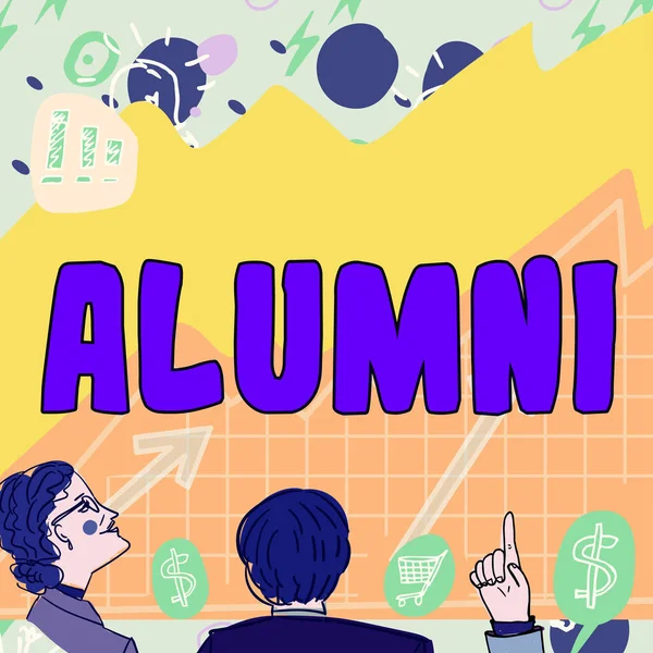Schild Mit Alumni Business Konzept Ehemaliger Schüler Oder Schüler Vor — Stockfoto