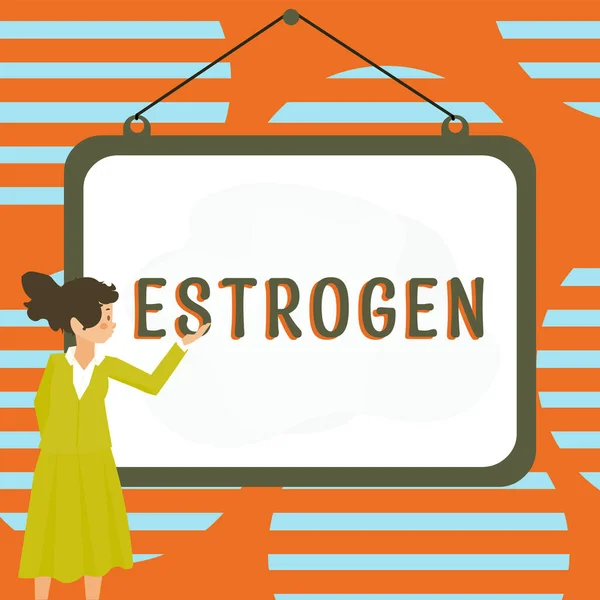 Sinal Texto Mostrando Estrogênio Abordagem Negócios Grupo Hormônios Promover Desenvolvimento — Fotografia de Stock