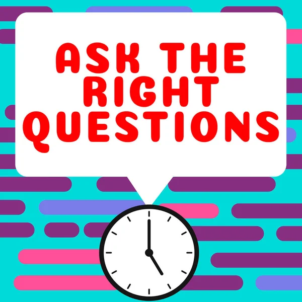 Inspiráció Mutató Jel Ask Right Questions Business Showcase Szakmai Tanácsadás — Stock Fotó