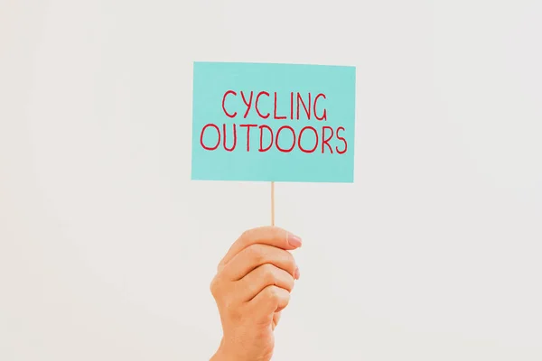 Szöveg Megjelenítése Kerékpározás Szabadban Üzleti Áttekintés Kerékpározás Vagy Kerékpározás Sportja — Stock Fotó