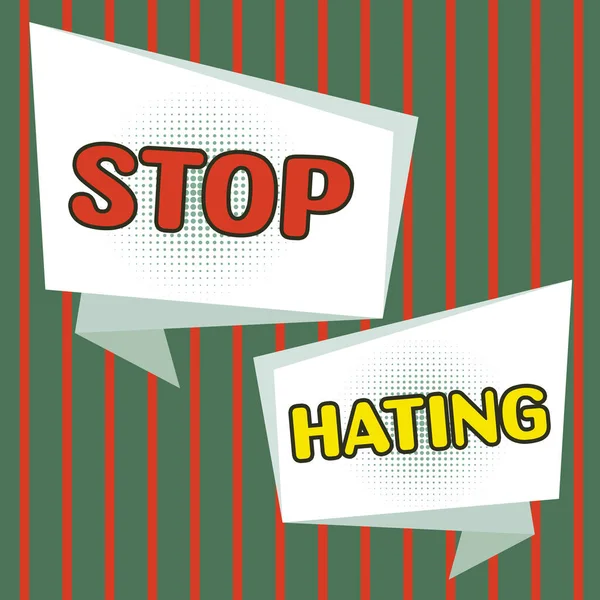 Texte Manuscrit Stop Hating Internet Concept Cesser Hostilité Aversion Découlant — Photo