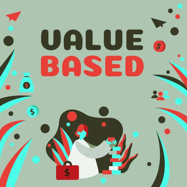 Znak Zobrazující Value Based Konceptuální Foto Vzhledem Tomu Produkt Stojí — Stock fotografie