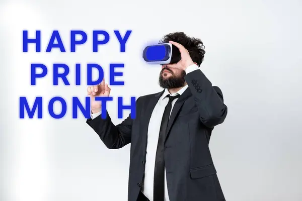 Text Som Visar Inspiration Happy Pride Month Affärsöversikt Period Njutning — Stockfoto