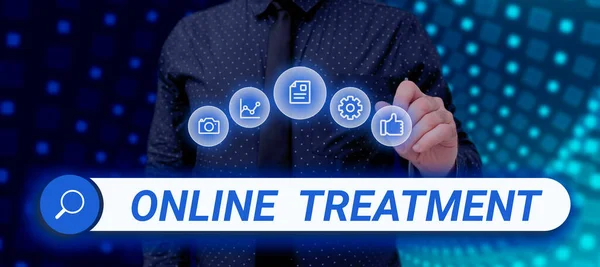 Conceptual Caption Online Treatment Business Showcase Poskytování Poradenství Oblasti Duševního — Stock fotografie