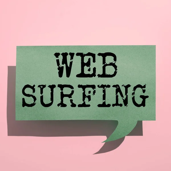 Hand writing sign Web Surfing, Word for Jumping or browsing from page to page on the internet webpage